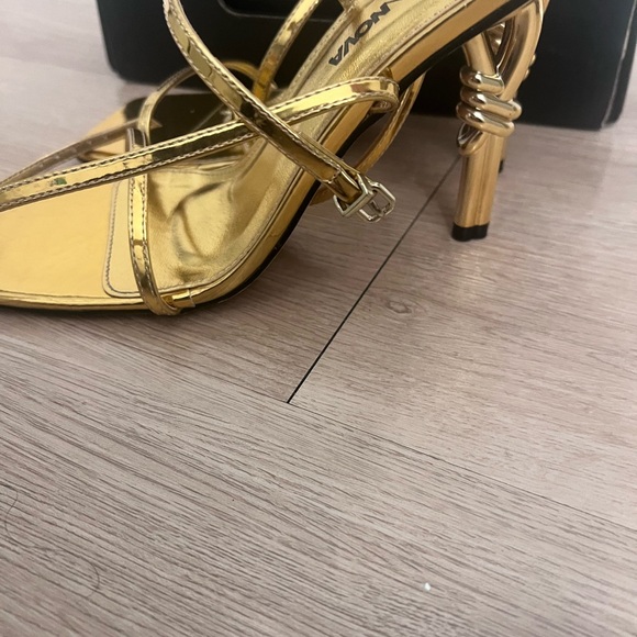 Fashion Nova Gold Strappy Heels - Picture 6 of 8